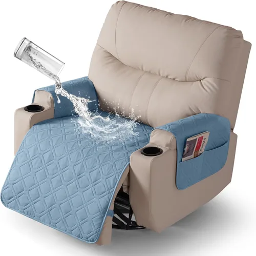 Vista 40 de VANSOFY - Fundas de asiento 100% impermeables para sillas reclinables, color azul, 22 pulgadas Azuree