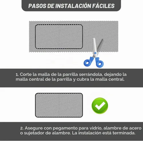 Vista 7 de Malla de rejilla con agujeros rómbicos para automóvil, protección contra grava, protector de rejilla, 40" x 13", insertos de rejilla recortables a