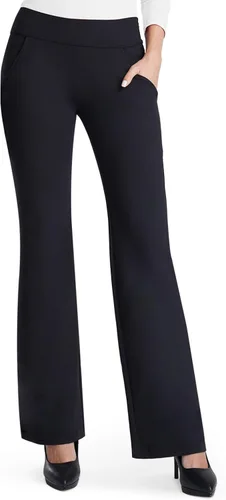Vista 2 de Bamans Pantalones de vestir de yoga para mujer, corte de bota, bolsillos inclinados, acampanados anchos, pantalones largos de entrenamiento para yoga