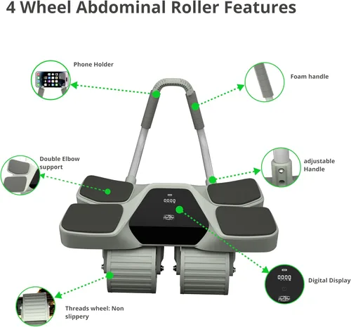 Vista 6 de 2026 New 4-Wheel Abdominal Roller with Elbow Support : Latest Upgraded High-Performance Exercise Machine With Automatic Rebound, Multi- layered