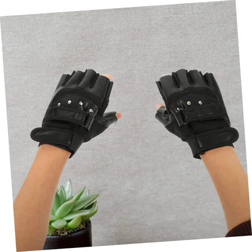 Vista 7 de Yardwe 3 pares de guantes de entrenamiento de medio dedo para fitness, transpirables, absorción de impactos, diseño para entrenamiento, ciclismo