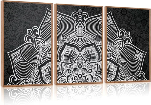 Vista 53 de CHDITB Juego de arte abstracto en lienzo enmarcado moderno para pared, ilustraciones contemporáneas para decoración del hogar, pintura de pared