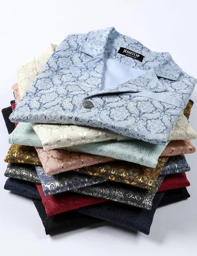 Vista 6 de JEMITOP Chaleco de traje jacquard vintage para hombre Negro