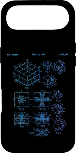 Vista 27 de Carcasa de matemáticas retro para iPhone 16 de cubo de rompecabezas competitivo Rubik Patent Speed Cubing