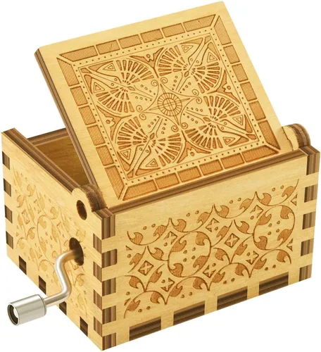 Vista 5 de Muzero - Caja de música de cumpleaños, regalo para mujeres, hermanas, hija, hijo, amigos, cumpleaños Caja de música de manivela de madera, regalos