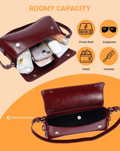 Vista 7 de Herald Pequeño bolso de hombro para mujer, bonito bolso de mano de moda con correa ajustable