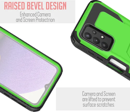 Vista 6 de Compatible con Samsung Galaxy A32 5G (SM-A326) 5G, a prueba de golpes, protección de cuerpo completo, con protector de pantalla integrado, clip Verde