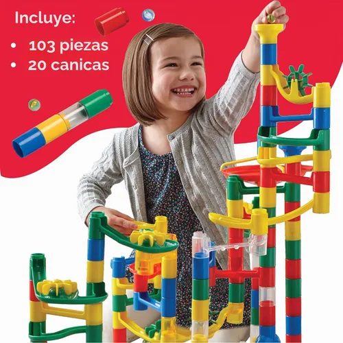 Vista 3 de MindWare Marble Run: juego de 123 piezas (103 piezas duraderas y 20 canicas) Juego de construcción STEM para niños