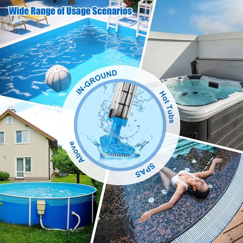 Vista 7 de Aspiradora de piscina de mano para piscina sobre el suelo, 4 cepillos y 100 minutos de tiempo de funcionamiento