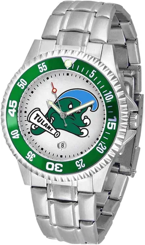 Vista 41 de SunTime Reloj de cuarzo de 1.575 in para hombre, correa de acero inoxidable de 0.787 in, esfera Gameday