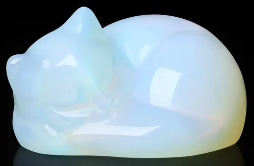 Vista 18 de QINJIEJIE Estatua de Gato de Obsidiana Negra Decoración de Cristales y Piedras Curativas Figura de Gatos Durmiendo Piedra Estatua Regalo Gemas