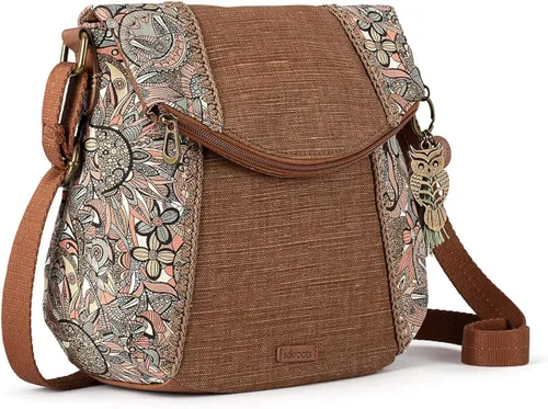 Vista 2 de Sakroots Foldover Bolso cruzado en lona de algodón, bolso multifuncional con correa ajustable y bolsillos con cremallera
