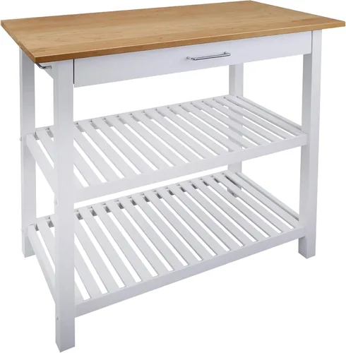 Vista 11 de Casual Home Isla de cocina de madera maciza, tapa de arce natural, base blanca (nueva) 40*20*36.5inch