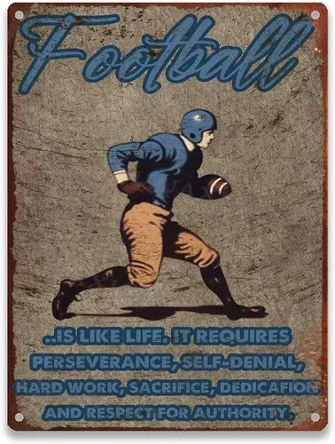 Vista 9 de LIUAXICIA Cartel de fútbol deportivo vintage redondo de aluminio de metal, jugador retro americano para bar y hogar, 8.00 x 8.00 pulgadas