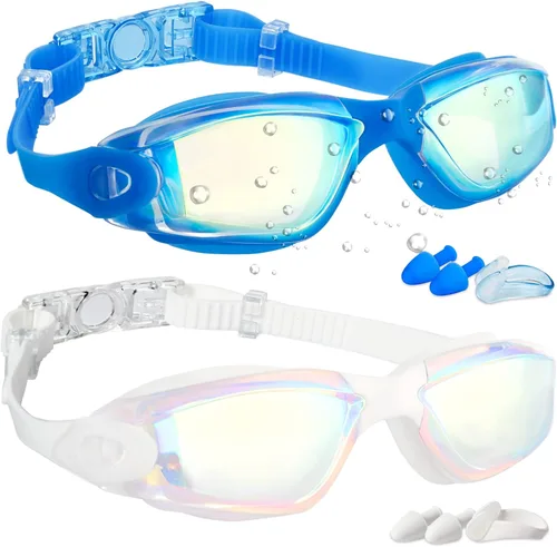 Vista 15 de EWPJDK Gafas de natación – Paquete de 2 gafas de natación antivaho sin fugas para adultos, mujeres y hombres