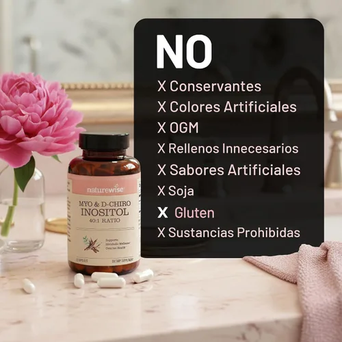 Vista 4 de NatureWise Suplemento de mio-inositol y D-Chiro inositol para mujeres - Suplementos de fertilidad para mujeres - Proporción ideal 40:1 - Myo