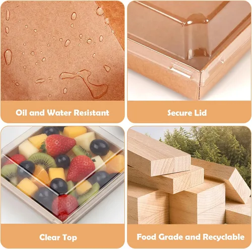 Vista 4 de 120 Cajas Pequeñas de Charcutería con Tapas Transparentes - Mini Cajas de Charcutería de Papel Desechable de 5 Pulgadas, Cajas de Postres