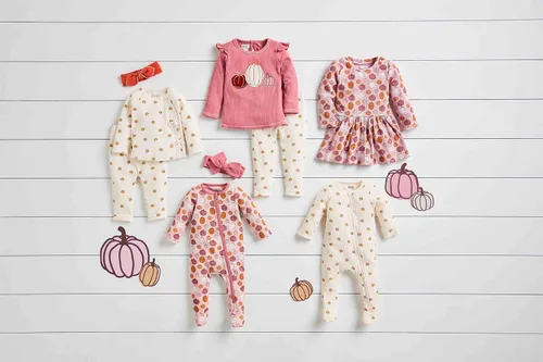 Vista 2 de Mud Pie Conjunto de pijama y diadema para bebé con diseño de calabaza para niña