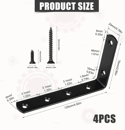 Vista 2 de 4 anclajes para muebles a prueba de bebés, soporte de anclaje de metal para muebles de bebé, soporte de anclaje para muebles negros anti punta