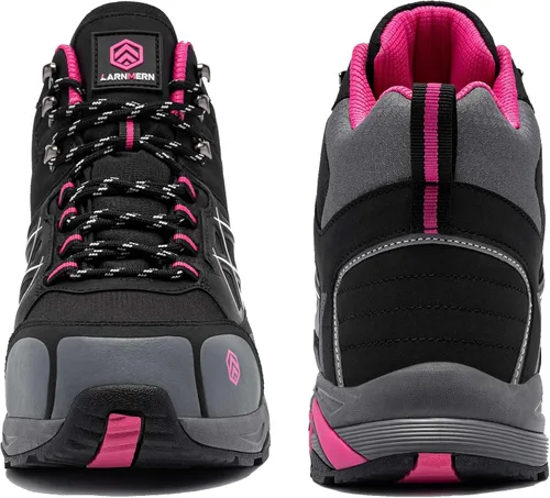 Vista 6 de LARNMERN Botas de punta de acero para mujer, botas ligeras de construcción