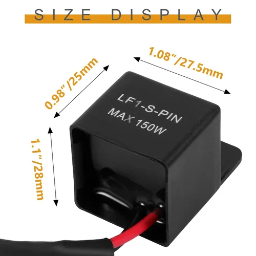 Vista 2 de ASOOLL Relé de intermitente LED electrónico de 2 pines Relé intermitente de señal de giro Fit motocicleta bombillas intermitentes flash rápido