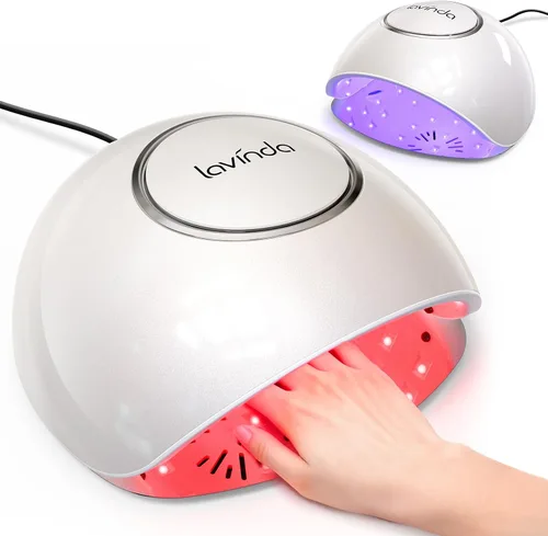 Vista 9 de Lavinda Lámpara de uñas profesional grande de 60 W con mango portátil, secador de uñas UV/LED con características de control de doble temperatura
