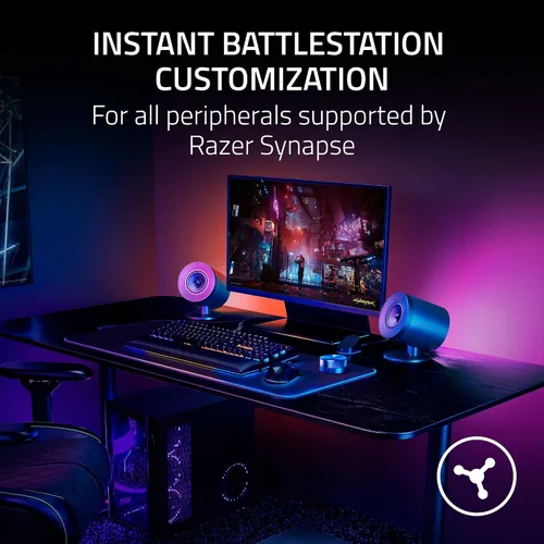 Vista 2 de Razer Cápsula de control inalámbrico: control de audio avanzado para altavoces Nommo V2 y Leviathan V2 - Personalización de luz RGB - Marcación