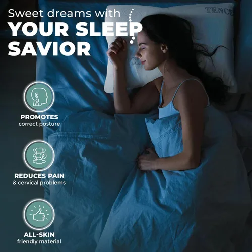 Vista 5 de Almohada cervical para dormir y aliviar el dolor de cuello - Almohadas de espuma viscoelástica - Almohadas ajustables para dolor de cuello y hombros