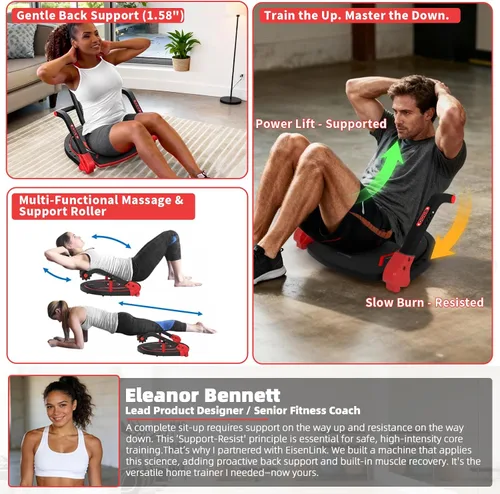 Vista 3 de Máquina para hacer abdominales ABMAX-Gen3, equipo de ejercicio abdominal con respaldo plano. Máquina multifuncional para entrenamiento abdominal