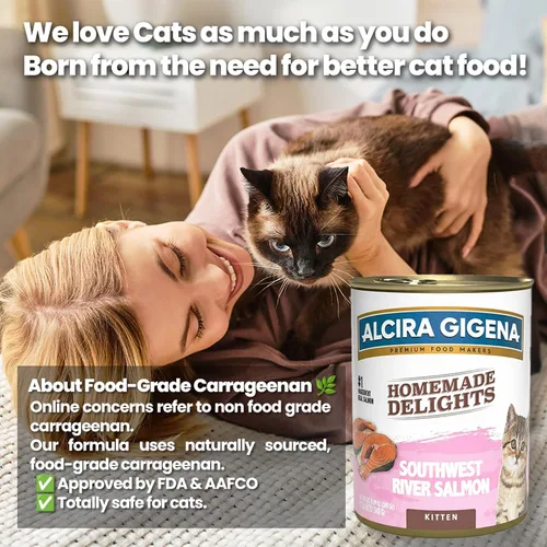Vista 2 de Wet Kitten Food, receta de salmón del río Southwest, alimento enlatado sin granos con alto contenido de proteínas para gatitos, nutrición
