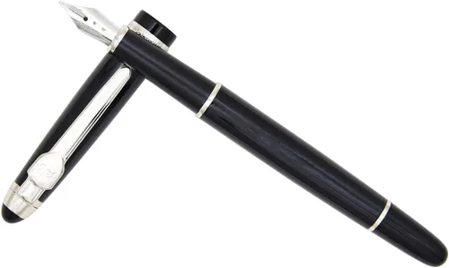 Vista 4 de Gullor Pluma estilográfica avanzada Jinhao 163 Executive Negro y Plata 18kgp Punta Media