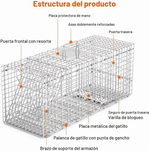 Vista 3 de TeqHome Trampa grande para jaula de animales vivos, trampa de jaula