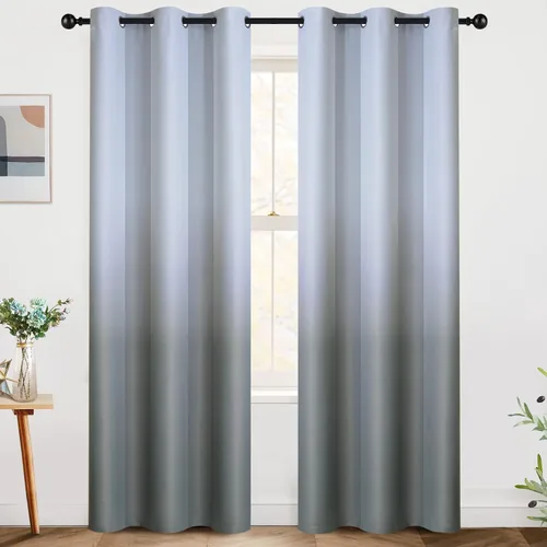 Vista 122 de SimpleHome Cortinas degradadas degradadas para oscurecer la habitación de 36 pulgadas de largo para dormitorio, con ojales y bloqueo de luz Negro