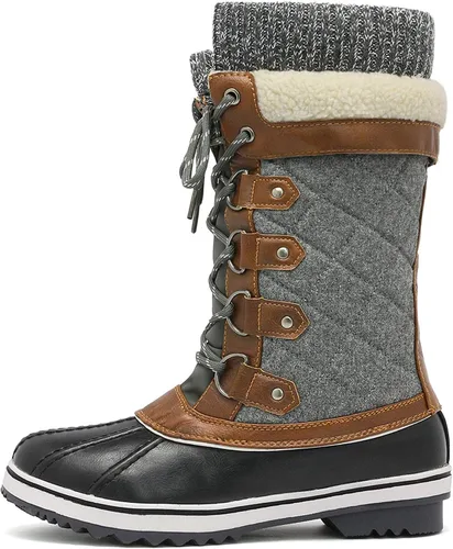 Vista 3 de DREAM PAIRS Botas de nieve de invierno impermeables a media pantorrilla para mujer