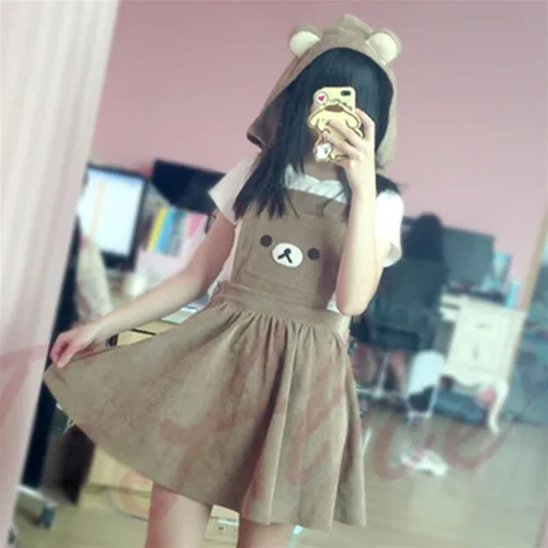 Vista 3 de Mfacl Lindo vestido de Lolita Kawaii Lolita Vestido de Oso Lindo Harajuku Lolita Vestido, Marrón, S