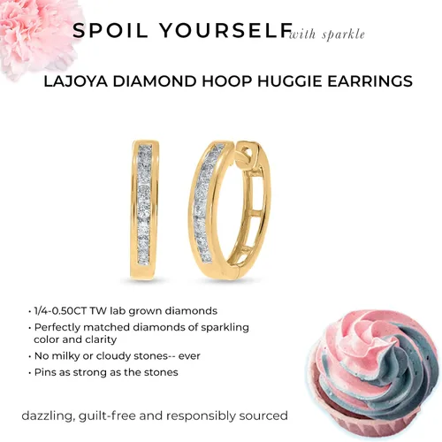 Vista 4 de Aretes de aro de diamantes cultivados en laboratorio para mujer, aretes de aro chapados en oro TW de 14-12 CT Joyas de diamantes brillantes GH VSSI