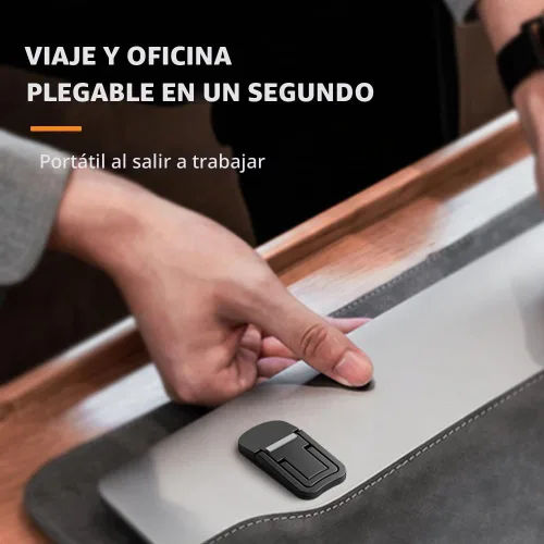 Vista 3 de Mini soporte plegable de aleación de zinc, 2 piezas, elevador de teclado de computadora portátil con 2 ángulos ajustables, soporte invisible Negro