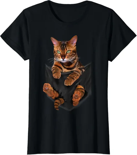 Vista 31 de Camiseta de bolsillo con estampado de tigre y gato Negro