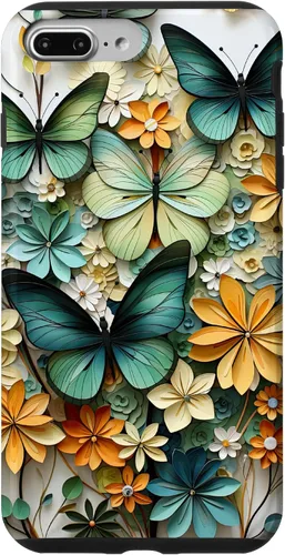 Vista 12 de iPhone 16 mariposa estética mariposas verdes naturaleza acuarela caso