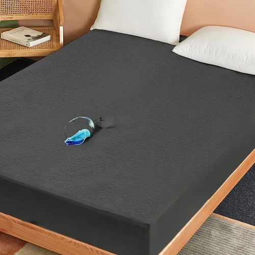 Vista 2 de SKY BEDDINGS Protector de colchón impermeable de tamaño matrimonial, funda de colchón de rizo de alta calidad, ultrasuave, transpirable, sin ruido