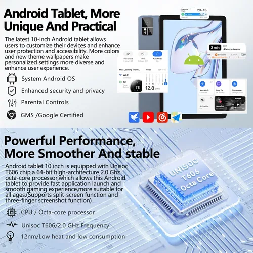 Vista 2 de EITOMIN Tablet de 10 pulgadas 2026 Última tableta Android con 128GB ROM+14GB RAM+1TB Expandir Octa-Core 5G WiFi 4G Celular para T-Mobile 13MP+8MP
