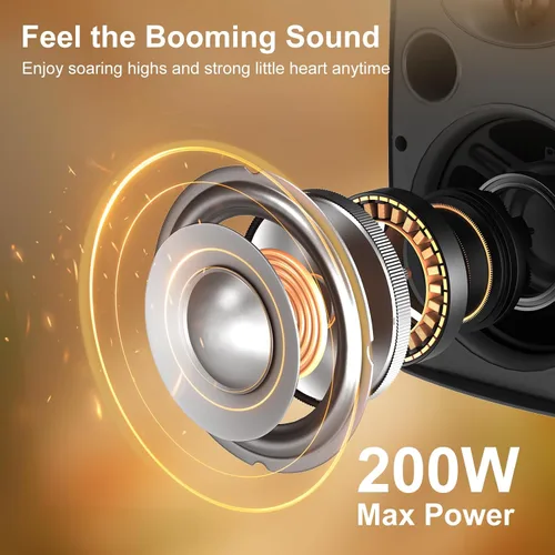 Vista 3 de STUDIOFINIX Altavoces Bluetooth para exteriores de 6.5 pulgadas, 400 W, impermeables, con cable, sistema de altavoces impermeables para montaje
