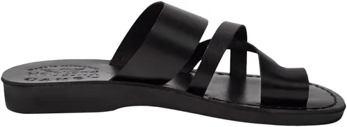 Vista 6 de Holy Land Market Sandalias bíblicas unisex de cuero genuino para adultosniñoschanclaschanclaspantuflas (Jesús - Yashua) Belén estilo negro