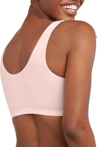 Vista 4 de Hanes Top corto de algodón con cuello redondo para mujer (paquete de 3)