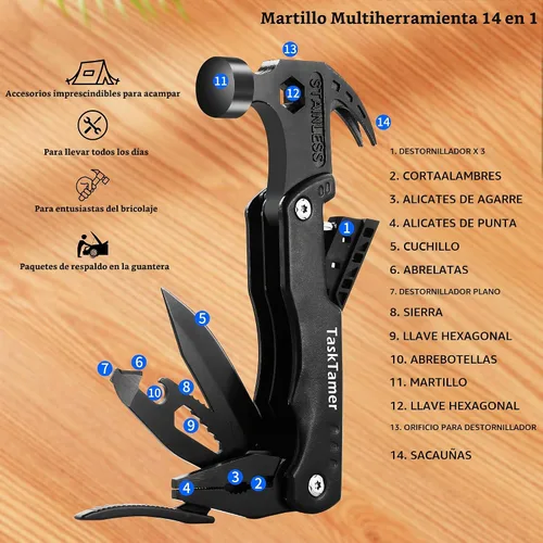 Vista 5 de Regalos para su marido, el juego de regalo multiherramientas "LOVE YOU" incluye martillo multiherramienta, cuchillo utilitario, linterna LED, caja