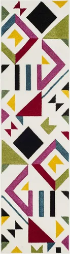 Vista 2 de SAFAVIEH Hollywood Collection - Alfombra de pasillo, 2 pies 3 pulgadas x 6 pies, color marfil y rosa, diseño moderno de mediados de siglo,