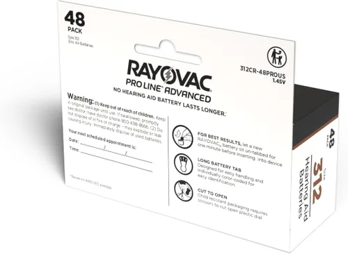 Vista 4 de Rayovac Proline - Baterías para audífonos sin mercurio, tamaño 312 (48)