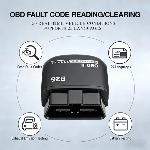 Vista 3 de Escáner B26 Bluetooth OBD2,Herramienta de lector de código de motor