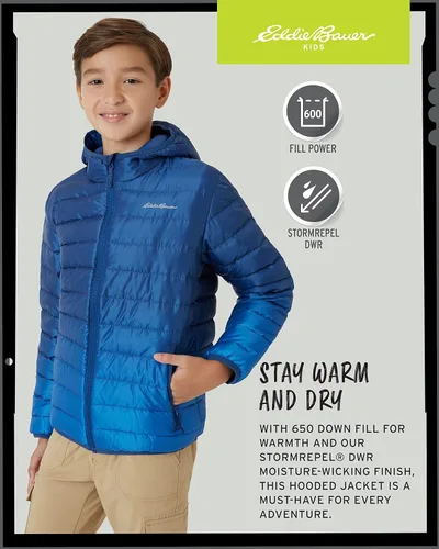 Vista 5 de Eddie Bauer Boys' Jacket - CirrusLite Weather Resistant Down Coat for Boys - Insulated Quilted Bubble Puffer (3-20)