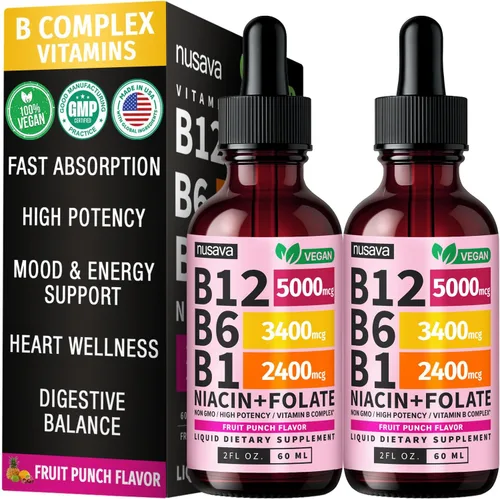 Vista 12 de Paquete de 2 gotas líquidas de vitamina B12 y B6, complejo de vitamina B sublingual B12 - Vitamina B 12 de 5000 mcg - B12 metilcobalamina
